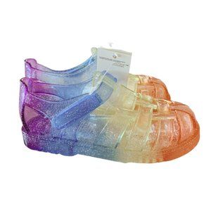 NWT GAP Toddler Girls Rainbow Glitter Jelly Sandals Size 7